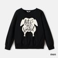 Thanksgiving Turkey and Letter Print Family Matching 100% Cotton Long-sleeve Sweatshirts Multi-color