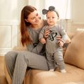 Letter Print Grey Long-sleeve Sweatshirt and Pants Sets for Mom and Me Grey
