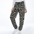 Maternity Allover Leopard Print Drawstring Waist Casual Pants with Pocket Grey