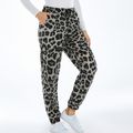 Maternity Allover Leopard Print Drawstring Waist Casual Pants with Pocket Grey