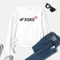 Women Graphic Letter Print Round-collar Long-sleeve Tee White