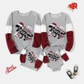 Christmas Dinosaur and Letter Print Family Matching Color Block Long-sleeve Sweatshirts ColorBlock