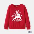 Christmas Reindeer and Letter Print Red Family Matching 100% Cotton Long-sleeve Sweatshirts Red image 2