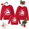 Christmas Reindeer and Letter Print Red Family Matching 100% Cotton Long-sleeve Sweatshirts Red image 1