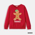 Christmas Gingerbread Man and Letter Print Red Family Matching Long-sleeve Sweatshirts Red