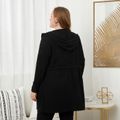 Women Plus Size Casual Drawstring Hooded Coat Black