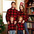 Christmas Buffalo Plaid Family Matching Long-sleeve Zip Placket Tops redblack
