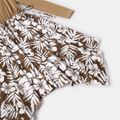 Family Matching Khaki Long-sleeve Floral Print Splicing Irregular Hem Dresses and T-shirts Sets Khaki