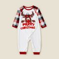 Merry Christmas Deer Letter and Plaid Print Family Matching Long-sleeve Pajamas Sets (Flame Resistant) Red/White image 5