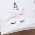 Kid Girl Unicorn Embroidered Fuzzy Hoodie Sweatshirt White