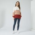 Colorblock Long-sleeve Knit Sweater Multi-color