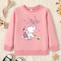 Toddler Graphic Elephant and Butterfly and Floral Print Long-sleeve Pullover Pink