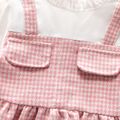 Toddler Girl Faux-two Ruffle Collar Pink Houndstooth Long-sleeve Dress Light Pink image 3