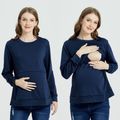 Nursing Minimalist Long-sleeve Sweatshirt Pullover Dark Blue