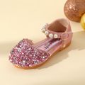 Toddler Faux Pearls Decor Ankle Strap Flat Sandals Pink