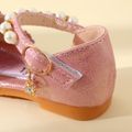 Toddler Faux Pearls Decor Ankle Strap Flat Sandals Pink
