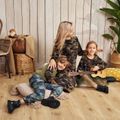 Family Matching Army Green Camouflage Midi Dresses and Raglan Long-sleeve T-shirts Sets Army green