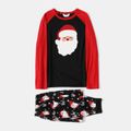 Christmas Santa and Letter Print Red Raglan Family Matching Long-sleeve Pajamas Sets(Flame Resistant) Red