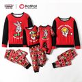 Looney Tunes Family Matching Merry Christmas Top and Allover Pants Pajamas Sets Red