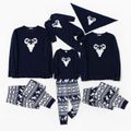 Christmas Antlers Family Matching Long-sleeve Pajamas Sets(Flame Resistant) Dark Blue/white image 1