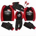 Family Matching Christmas Letters and Light Bulbs Print Raglan Long-sleeve Pajamas Sets (Flame Resistant) Black image 1