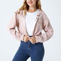jaqueta de lapela com dois bolsos e botões na frente cortada jaqueta rosa Rosa image 1