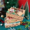 3-pack Christmas European Kraft Paper Box Christmas Window Biscuit Packaging Xmas Kraft Paper Big Gift Box Candy Box Khaki