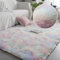Rainbow Colors Long Hair Tie Dyeing Carpet Bay Window Bedside Mat Soft Area Rugs Shaggy Blanket Gradient Color Living Room Rug Multi-color image 5