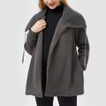 Maternity Pure Color Snap Long-sleeve Drawstring Coat Dark Grey