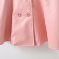 Solid Leather Lapel Collar Double Breasted Ruffle Decor Long-sleeve Orange or Black Toddler Coat Jacket Pink