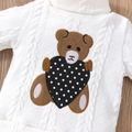Baby Girl/Boy 95% Cotton Long-sleeve Bear Embroidered Turtleneck Cable Knit Sweater White image 4