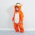 Fox Design Hooded 3D Ear and Tail Decor Long-sleeve Orange Baby Jumpsuit Orange