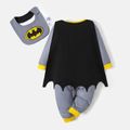 Justice League 2-piece Baby Boy Batman Jumpsuit with Cloak and Bib Set Grey