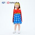 Justice League Toddler Girl Wonder Woman Cosplay Costume With Hooded Cloak and Face Mask Multi-color
