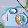Kids Silicone Placemat Cloud Shape Non-Slip Placemat Portable Food Mat Dining Table for Baby Infants Toddlers Children Light Blue image 2