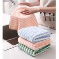 5pcs Cleaning Cloth Tea Towels Kitchen Plaid Dish Cotton Absorbent Cloths Dishcloth Handkerchief Lattice Towel Pink