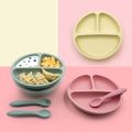 Baby Divided Plates Toddler Silicone Divided Plates Feeding Safe Kids Dishes Dinnerware Light Grey