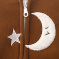100% Cotton Cloud or Moon Applique Hooded 3D Ear Decor Long-sleeve Brown Baby Jumpsuit Brown