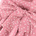 منقطة منقوشة طباعة كشكش وديكور فيونكة فستان طفل صغير أحمر أو وردي زهري image 5