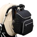 Lingge Quilted Large Capacity Maternity Mommy Bag Multifunctional Baby Stroller Organizer Mummy Bag Storage Pack Black