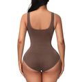 Women Solid Color Stretchy Tank Bodysuit High-Rise Tummy Control Shapewear Seamless Bodysuit Butt Lifter (Without Chest Pad) Black image 5
