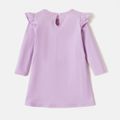 Kid Girl Cotton Flounce Solid Dress Light Purple