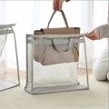 منظم تخزين حقيبة يد شفافة غطاء غبار حقيبة تخزين واقي شفاف مع سحاب ومقبض اللون الرمادي image 5