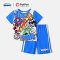 Justice League 2-piece Kid Boy Super Heros Colorblock Tee and Shorts Set Blue