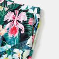 Family Matching Allover Floral Print Swim Trunks Shorts and Spaghetti Strap One-Piece Swimsuit Green image 4