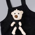2pcs Baby Boy/Girl Mock Turtleneck Long-sleeve Top and Teddy Bear Stuffed Toy Design Overalls Set Black image 5
