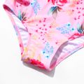 2-piece Kid Girl Floral Print Pink Bikini Swimsuit Set Dark Pink