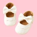 Baby / Toddler White Bowknot Decor Velcro Closure Prewalker Shoes White image 2