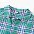 2-piece Kid Boy Plaid Lapel Collar Short-sleeve Shirt and Number Print Black Shorts Set PLAID