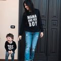 Letter Print Sweatshirts for Mom and Me Black image 1